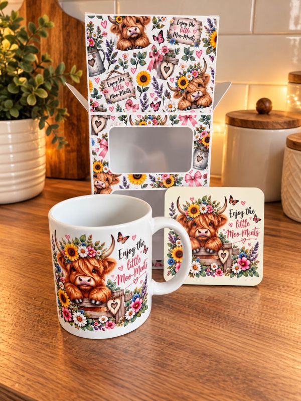 Highland Cow Mug, Coaster or Gift Set