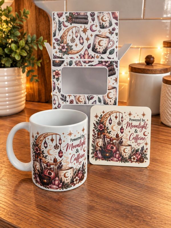 Powered by Moonlight & Caffeine Mug, Coaster or Gift Set